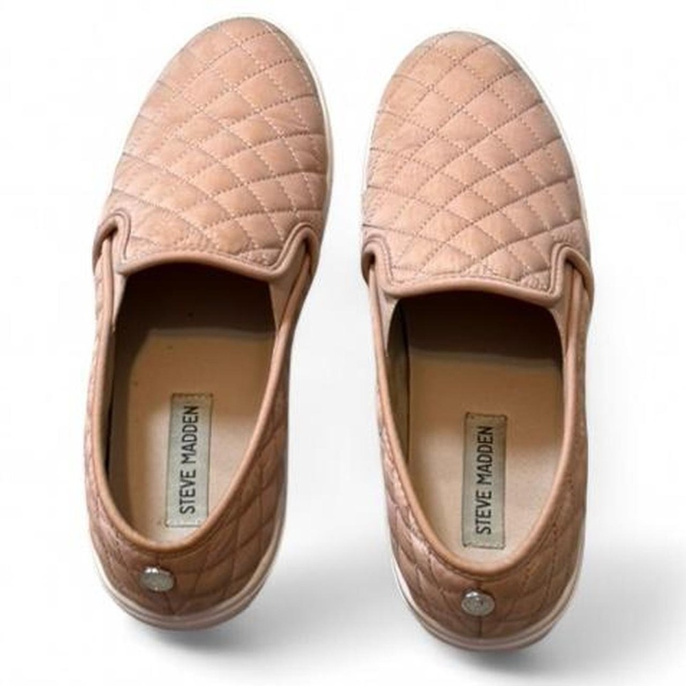 Steve Madden Ecntrcqt Blush Pink Quilted Slip On Sneakers, Women's Size 9